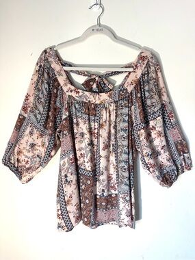 Savanna Jane Patchwork Print Blouse Sz 1X